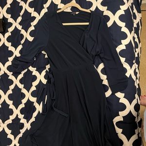 Mod cloth wrap midi navy dress size large *NWOT*